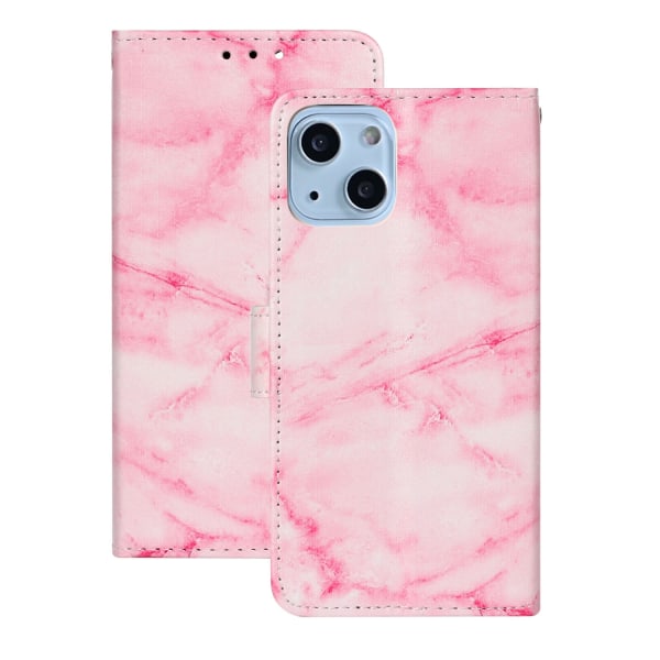 Marmorerat läderfodral, iPhone 13 Mini, rosa rosa