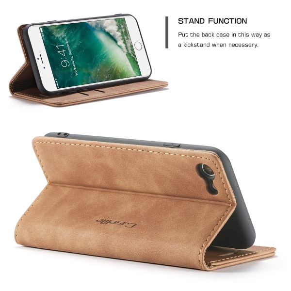 CaseMe plånboksfodral, iPhone 8, brun brun