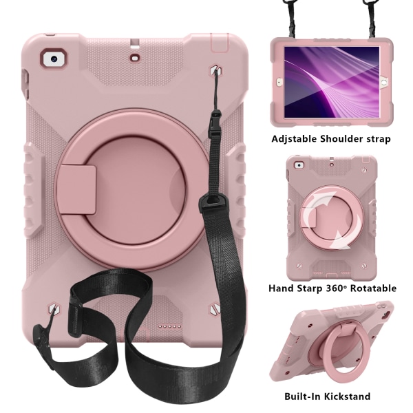 Barnfodral med roterbart ställ, iPad 9.7 (2018), rosa rosa