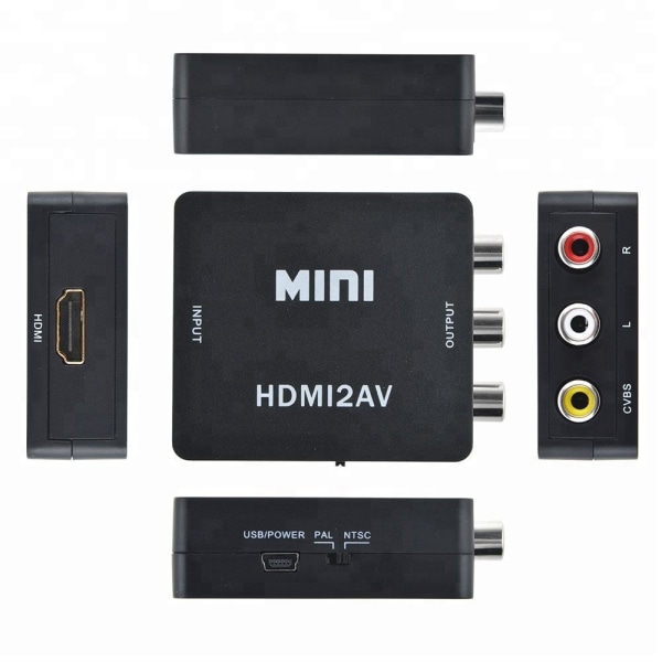 HDMI till AV Konverter, 1080P, svart svart