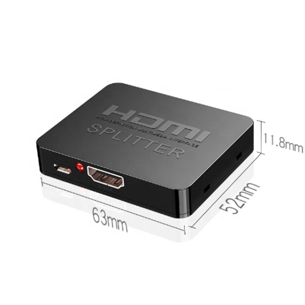 HDMI 1x2 Splitter, 4K, 3D, svart