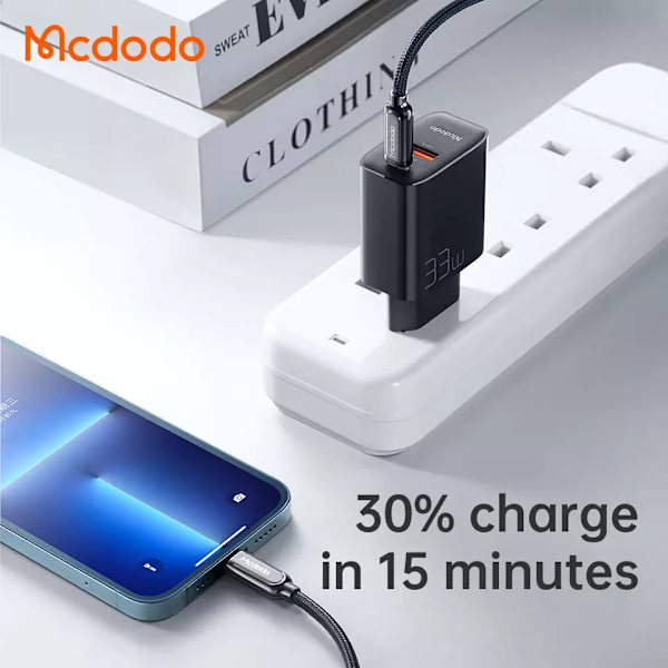 McDodo CH-0921 USB+USB-C Väggladdare, PD, QC3.0, 33W svart