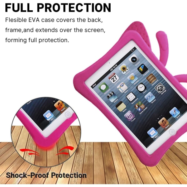 Fjärilsformat barnfodral till iPad Air/Air 2/Pro 9.7/9.7, rosa rosa
