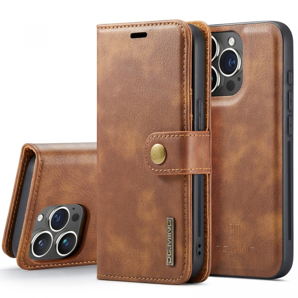 DG.MING Läderfodral med magnetskal, iPhone 15 Pro Max, brun brun