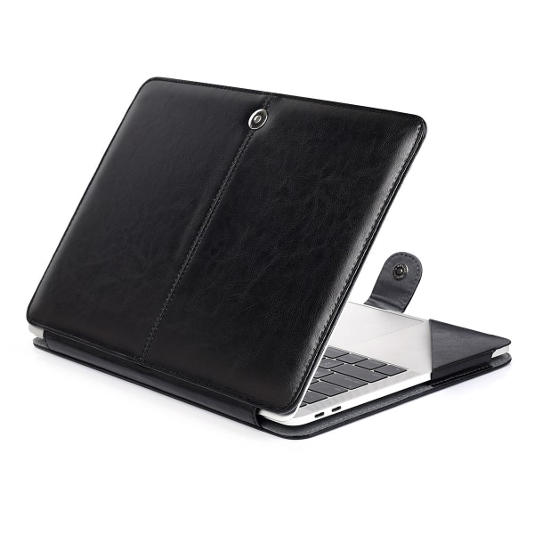 Läderfodral för MacBook Pro A1398, A2141, A2485, svart svart