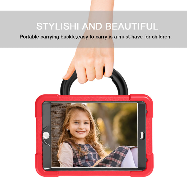 Barnfodral med roterbart ställ, iPad Mini 1/2/3, röd/svart röd