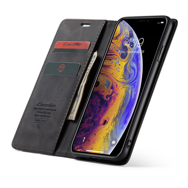 CaseMe plånboksfodral, iPhone X/XS, svart Svart
