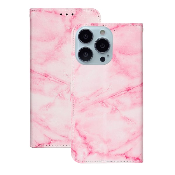 Marmorerat läderfodral, iPhone 13 Pro, rosa rosa