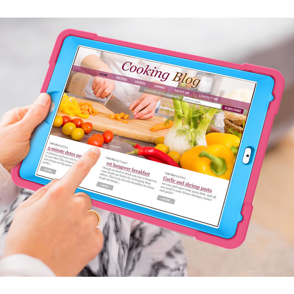 Barnfodral med ställ iPad 9.7, Air/Air2, Pro 9.7, rosa/blå rosa