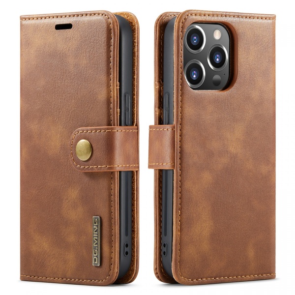DG.MING Läderfodral med magnetskal, iPhone 14 Pro, brun brun