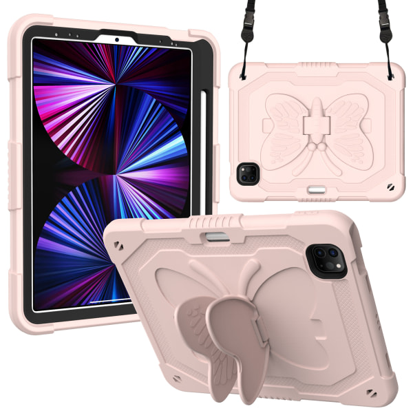 Barnfodral, iPad Pro 11 (2018/2020/2021)/Air 4/Air 5, rosa svart