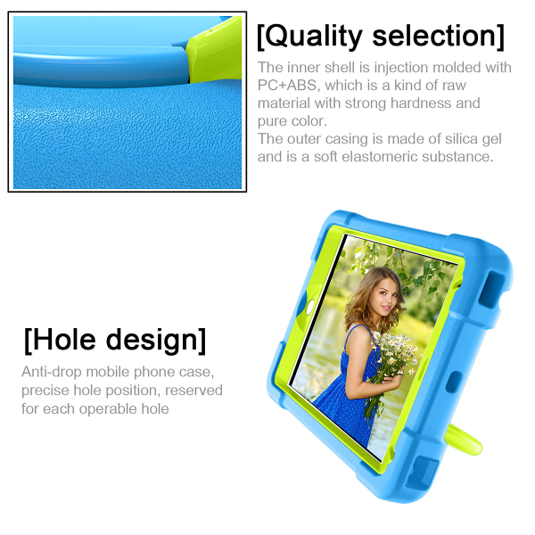 Barnfodral med roterbart ställ, iPad Mini 5, blå/grön blå