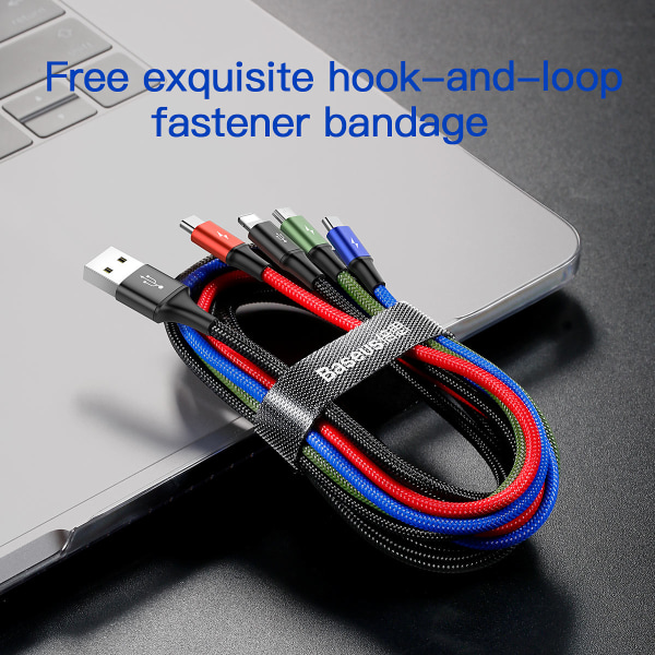 Baseus 4-i-1 multiladdare, USB-C/Lightning/MicroUSB, 3.5A, 1.2m