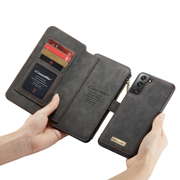 CaseMe 007 plånboksfodral med magnetskal, Samsung S21+, svart svart