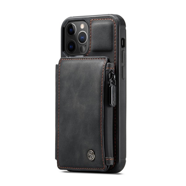 CaseMe C20 Series läderfodral till iPhone 12/12 Pro, svart svart