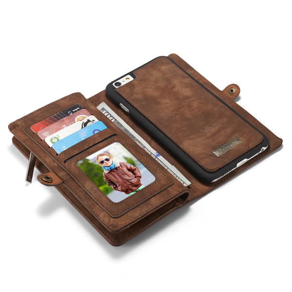 CaseMe plånboksfodral med magnetskal, iPhone 6/6S Plus, brun brun