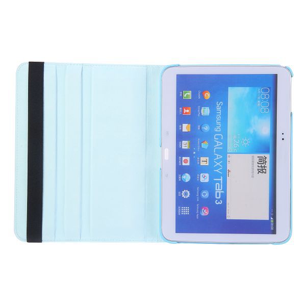 Läderfodral med ställ till Samsung Galaxy Tab 3 10.1, turkos blå
