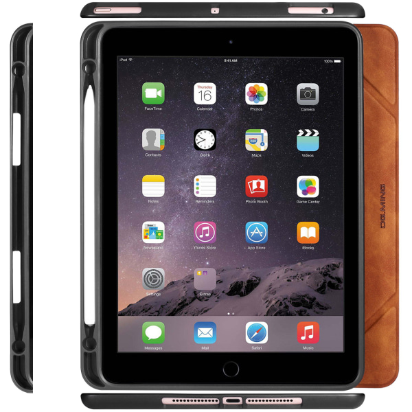 DG.MING Retro Style fodral till iPad Air/Air2 och iPad 9.7, brun brun