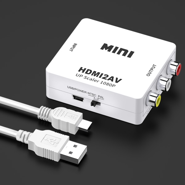 HDMI till AV Konverter, 1080p, vit vit