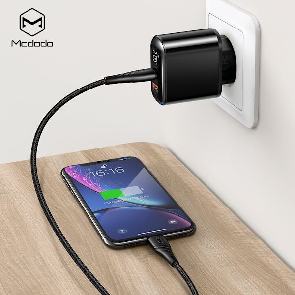 McDodo CH-7171 Laddare med USB-C till Lightning, PD+QC, 20W svart