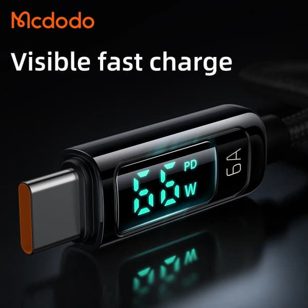 McDodo CA-869 USB-C kabel med LED-display, QC4.0, 6A, 1.2m