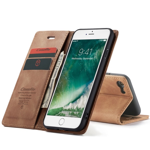 CaseMe plånboksfodral, iPhone 8, brun brun