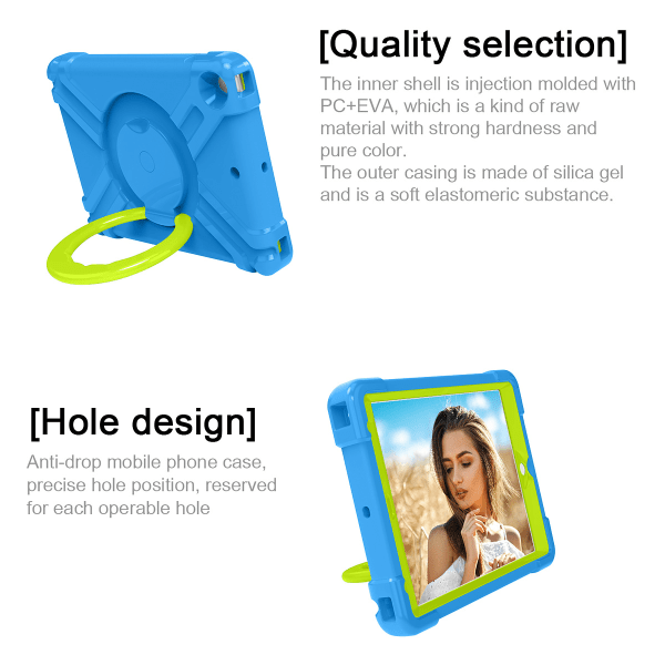 Barnfodral roterbart ställ, iPad 10.2 / 10.5 / Air 3, blå/grö... Blå/Grön