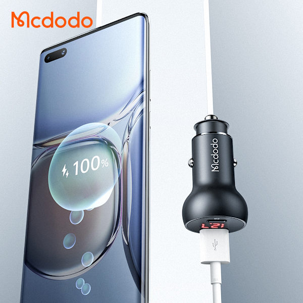 McDodo CC-7030 Billaddare med display, USB-A+USB-C, PD, 45W