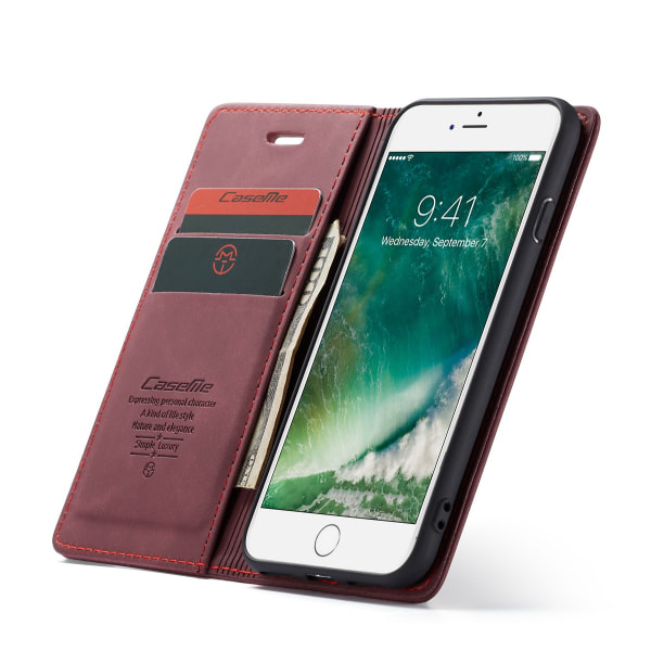 CaseMe plånboksfodral, iPhone 8, vinröd