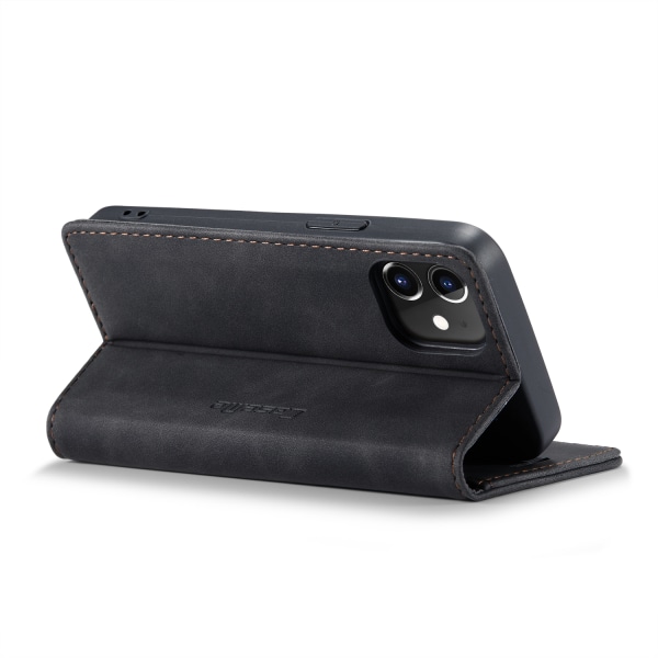 CaseMe 013 Series läderfodral till iPhone 12 Mini, svart svart