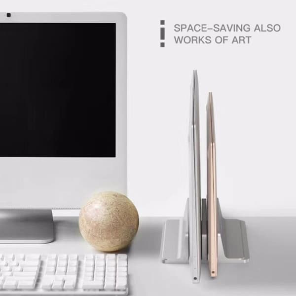Vertikalt laptopställ med justerbar bredd, 12x15x4.7cm, mörkg... silver