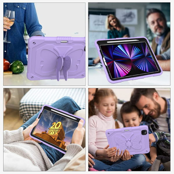 Barnfodral, iPad Pro 11 (2018/2020/2021)/Air 4/Air 5, lila svart