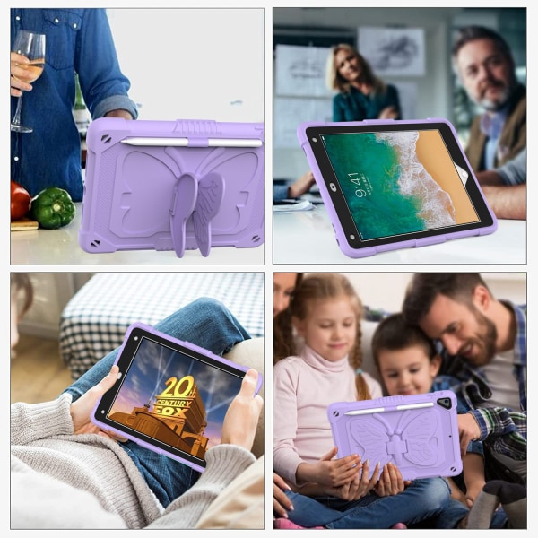 Barnfodral med ställ, iPad Air 2/Pro 9.7/9.7 (2017-2018), lila lila