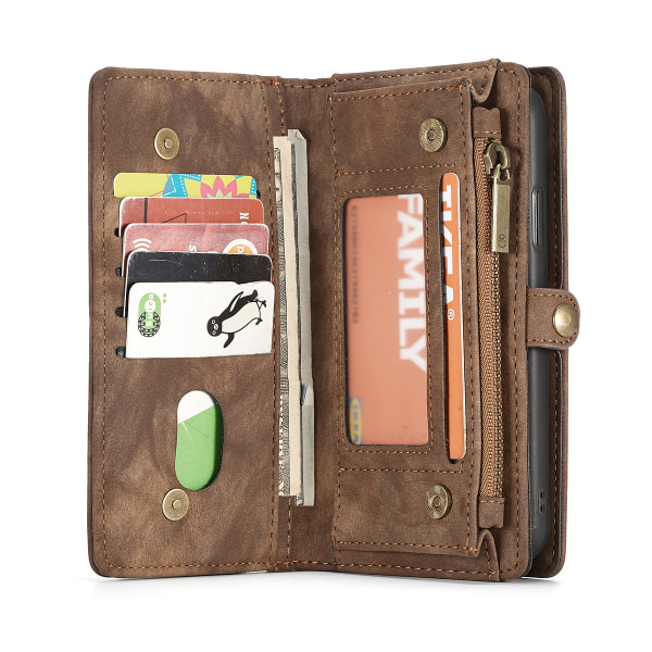 CaseMe plånboksfodral med magnetskal till iPhone XS Max, brun brun