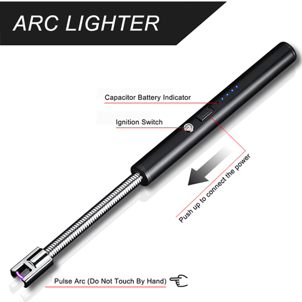 ArcLighter böjbar uppladdningsbar USB-tändare, svart svart