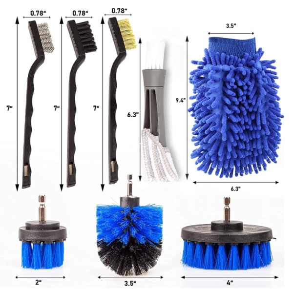 Borstset med mikrofiberduk till rengöring av bilar, 19 delar