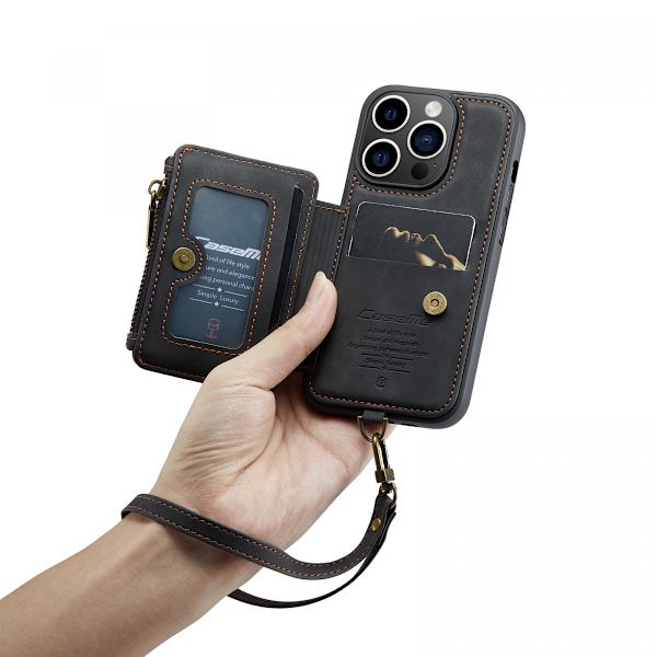 CaseMe C20 Series läderfodral till iPhone 14 Pro, svart svart