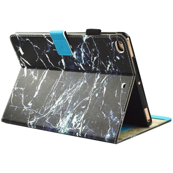 Läckert läderfodral marmor, svart/blå, iPad 9.7 Svart/Blå