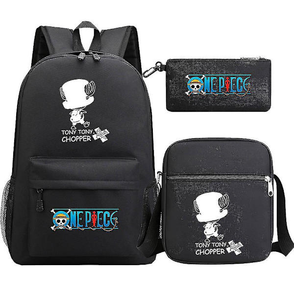 3 stk Luffy Skoleveske Vanntett Usb Anti-tyveri Ryggsekk For Damer Menn - Laptop Reiseveske, Outdoor Sport Mochilas