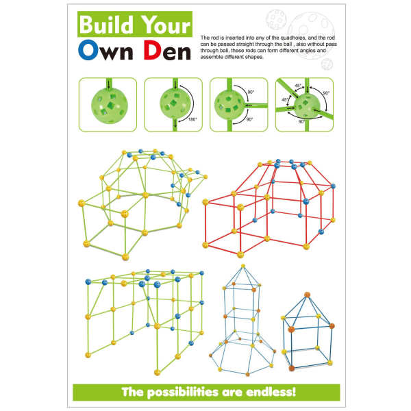 Fort Building Kit lapsille 121 Pieces Building STEM Lelut