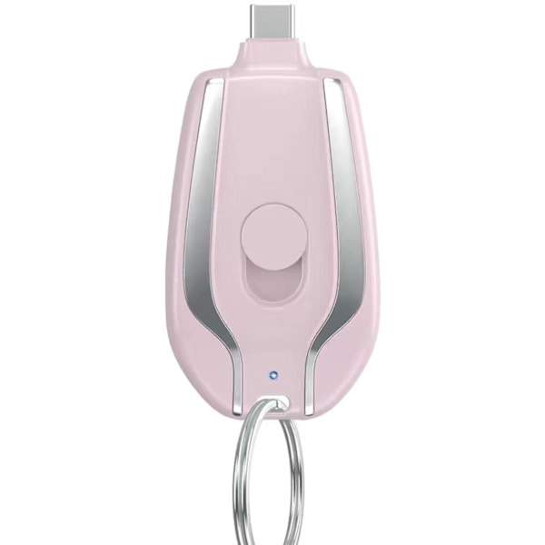 1500mah nøglering telefonoplader, mini Power Emergency Pod kompatibel Iphone/type-c Hurtigopladning Power Bank nøglering pink type-c-Interface