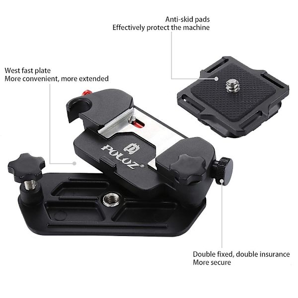 Puluz Capture Camera Clip Aluminiumlegering Quick Release Clip med plåt