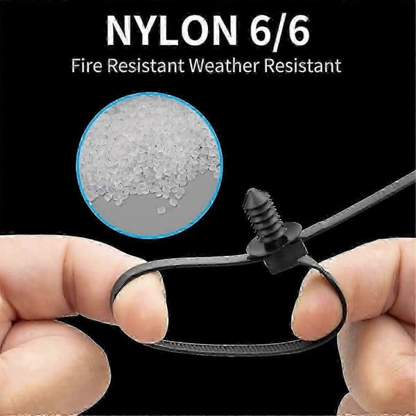 100 STK Træ Nylon Push Mount Kabelbindere, Ledningsbindere, 2 i 1 Selvlåsende Sortiment til Indendørs Ledningsbinding