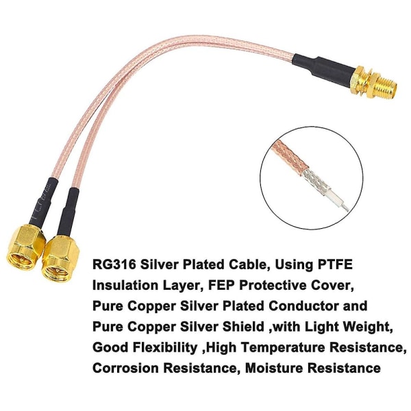 Wifi Antenne Koaksialkabel Sma Hunn Til Y-type 2xsma Hann Rett Splitter Combiner Extension Pig As shown