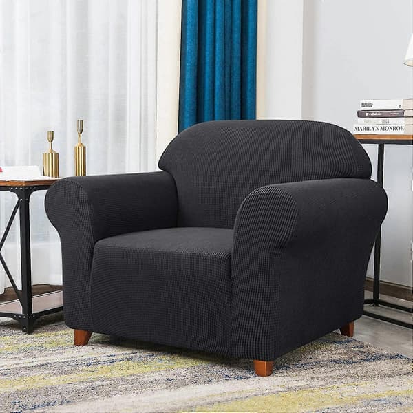 1 stk sofatrekk med stretch jacquard armlene, lenestoltrekk sofatrekk stuedekor (1 sete, grå)