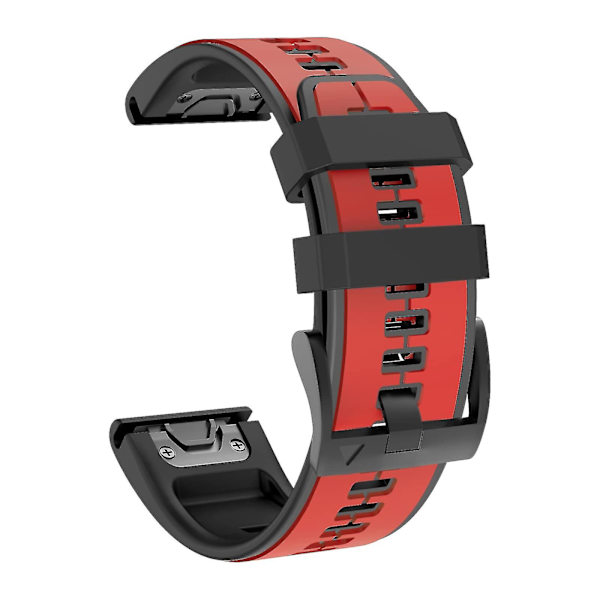 Rem til Garmin Fenix ​​6x, lettilpasning af bløde silikonebånd Udskiftning til Fenix ​​7x/fenix 6x Pro/fenix 5x/fenix 5x Plus/descent Mk2 Red Black