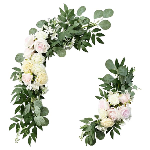 2 stk bryllupsbue blomster swag rustikk bord midtpunkt krans grønne blader for Pink
