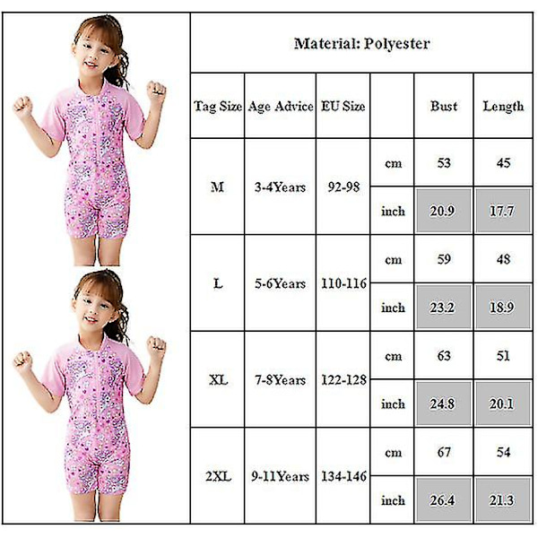 Tecknad Unicorn barn baddräkt kortärmad baddräkt simdräkt 7-8 Years