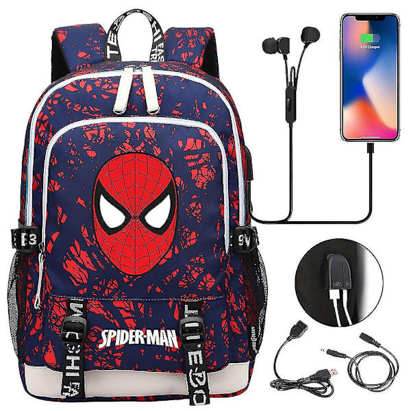 Spiderman USB Pojat Tytöt Lasten Kirjat Koululaukut Reppu - Täydellinen teini-ikäisille, opiskelijoille, naisille ja miehille - kannettavan tietokoneen matkatarvike