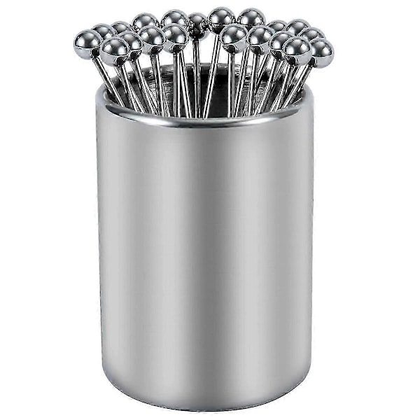 20 stk. metal cocktailpinde med holder, cocktailpinde i rustfrit stål, genanvendelige cocktailspyd, appetizerspyd Silver